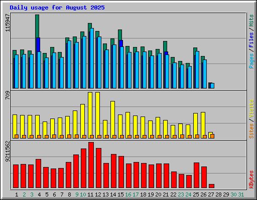 Daily usage for August 2025